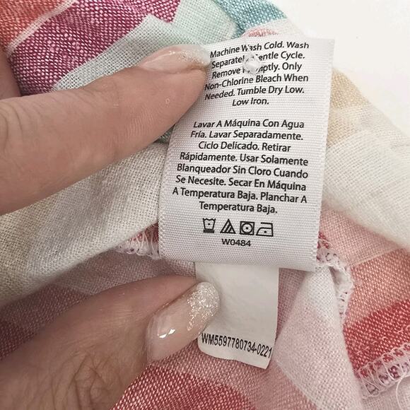 NWOT Time And Tru Ladies Striped Beach Sheath Dress Size XXL 100% Linen Pockets - Picture 6 of 10